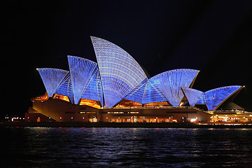 Image showing Sydney Opera House with architectural blueprint design