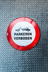 Image showing Dutch no parking sign