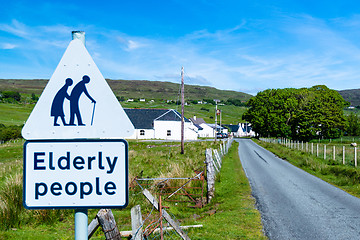 Image showing traffic sign for paying attention for elderly people