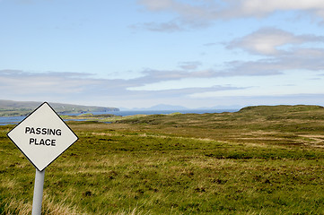 Image showing Passing Place Sign, Isle of Skye, Scotland