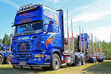 Image showing Blue Scania R620 V8 Timber Truck 