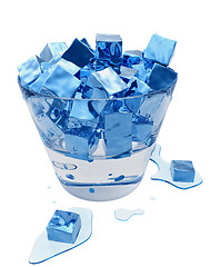 Image showing Stylized melting ice cubes in the glass bucket