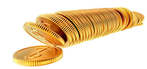 Image showing Stacks of gold dollar coins