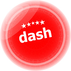 Image showing dash word red web button, label, icon