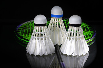 Image showing Shuttlecock and badminton