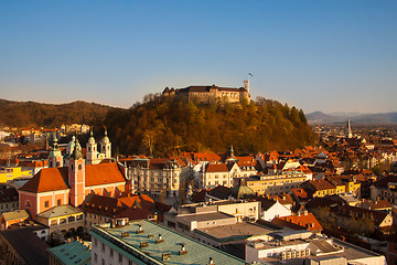 Image showing Ljubljana, at sunset; Slovenia, Europe.