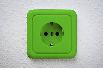 Image showing Green socket on wall