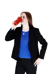 Image showing Woman drinking coffee.