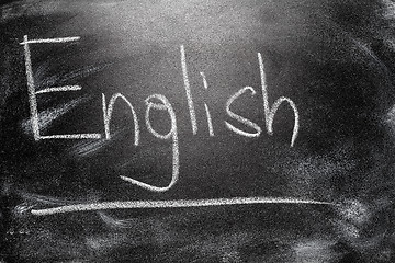 Image showing Handwritten message on chalkboard writing message English