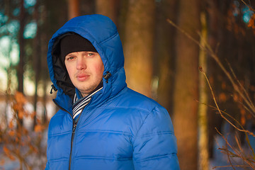 Image showing Handsome Man In Winter Forest