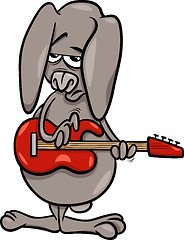 Image showing bunny playing guitar cartoon illustration