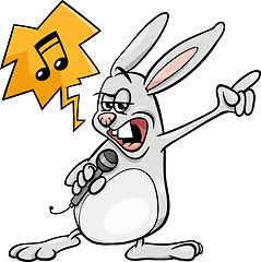 Image showing bunny singing rock cartoon illustration