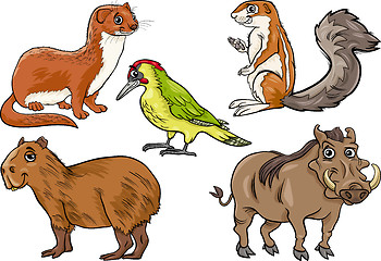 Image showing wild animals set cartoon illustration