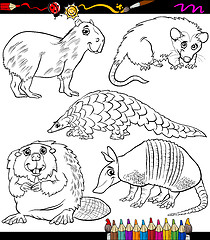 Image showing animals set cartoon coloring book