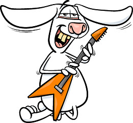 Image showing bunny playing guitar cartoon illustration