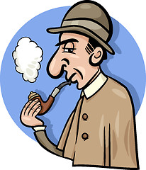 Image showing detective with pipe cartoon illustration