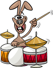 Image showing bunny playing drums cartoon illustration