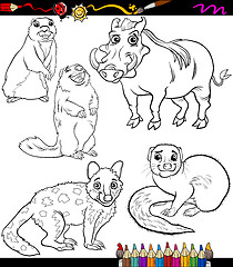 Image showing animals set cartoon coloring book