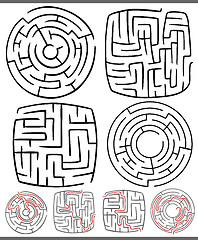 Image showing mazes or labyrinths diagrams set