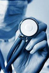 Image showing Young doctor with stethoscope.