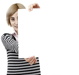 Image showing Woman holding a paper