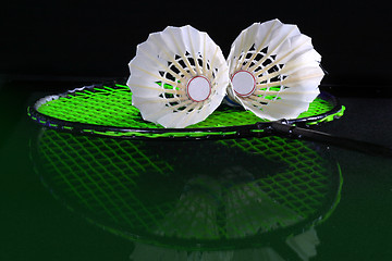 Image showing Shuttlecock and badminton