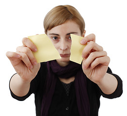 Image showing Woman and post it