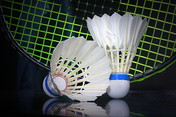 Image showing Shuttlecock and badminton