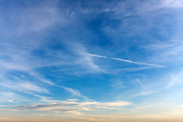 Image showing Sky with Airplane Exhaust Sreams
