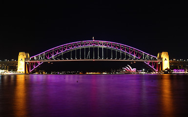 Image showing Sydney Harbour Bridge in Pink