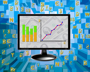 Image showing business concepts diagrams money signs technology