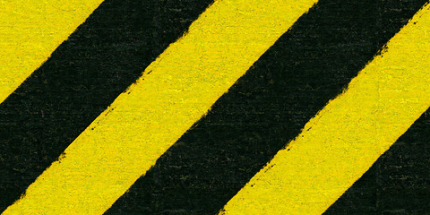 Image showing Warning black and yellow hazard stripes texture