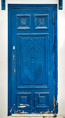 Image showing Blue wooden door as symbol of Sidi Bou Said 