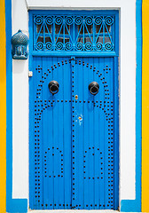 Image showing Traditional Blue door with ornament from Sidi Bou Said