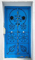 Image showing Traditional blue door from Sidi Bou Said in Tunisia