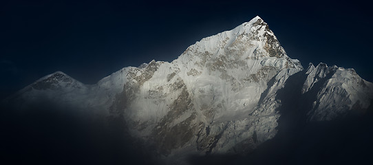 Image showing Himalya summits Everest and Nuptse before sunset