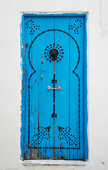 Image showing Old Blue door with from Sidi Bou Said in Tunisia