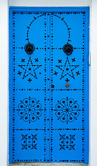 Image showing Blue door with ornament from Sidi Bou Said in Tunisia