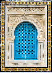 Image showing Traditional window with pattern and tiles from Sidi Bou Said