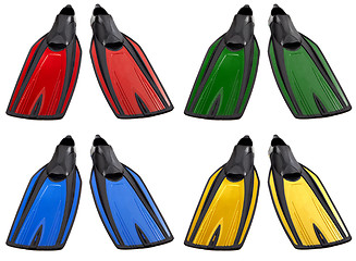 Image showing Set of multicolored swimfins