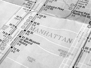 Image showing Black and white New York subway map