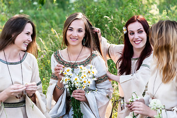 Image showing Pretty women relaxing in forest