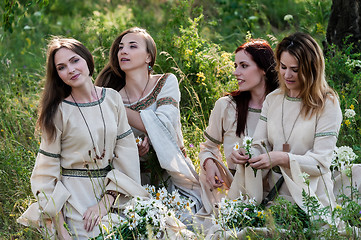 Image showing Attractive women relaxing on nature