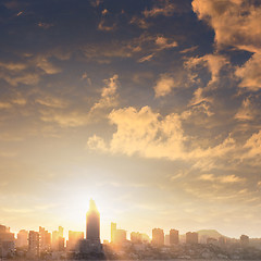 Image showing View of Benidorm on sunset