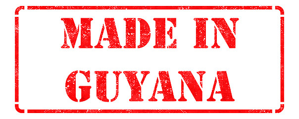 Image showing Made in Guyana on Red Rubber Stamp.