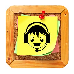 Image showing Face with Headset Icon on Message Board.