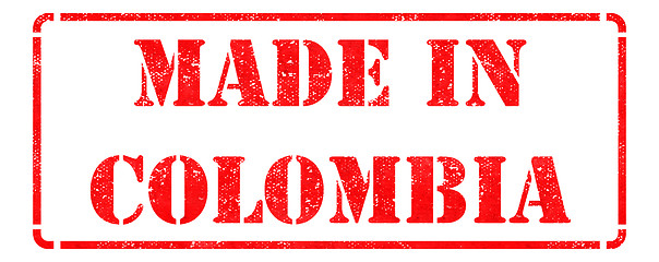 Image showing Made in Colombia on Red Rubber Stamp.