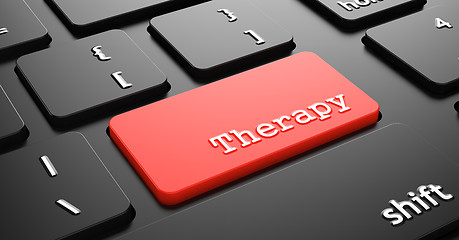 Image showing Therapy on Red Keyboard Button.