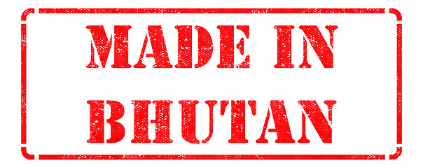 Image showing Made in Bhutan on Red Rubber Stamp.