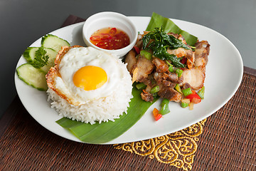 Image showing Thai Crispy Pork with Fried Egg